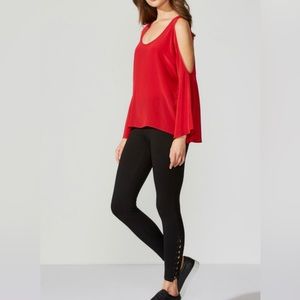Bailey/44 Bonsai Red Silk Cold Shoulder Top Size XS NWT